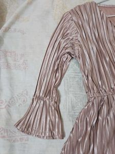 Rose Gold Pleated Midi Dress