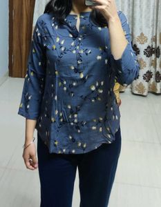 Dark Grey Floral Top