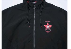 Black Graphic Print Windbreaker