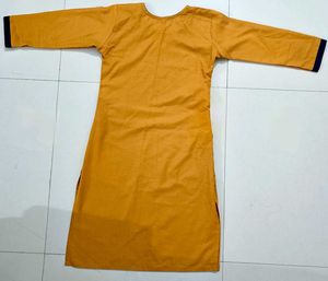 Combo of 2 Cotton Straight Kurties White &amp; Mustard