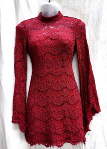 🌹MAROON HOT LACE MINI DRESS FOR WOMEN