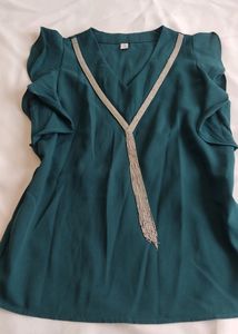 Green Ruffle Sleeve Top