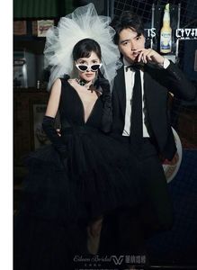 Beautiful royal black red carpet dress