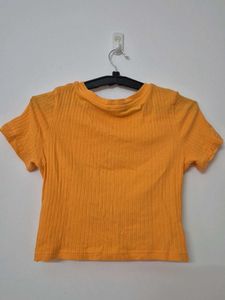 Orange Front Knot Crop Top