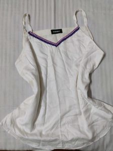 Purple Draped Shrug with White Top