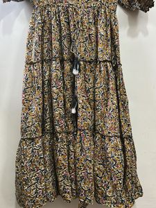 Boho Print Tiered Midi Dress (Size S)