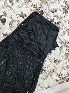 Sparkling Black Sequin Backless Mini Dress