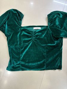 Green New Velvet Top