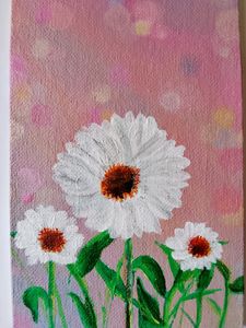 DAISY FLOWER Painting Canvas board (HANDMADE)