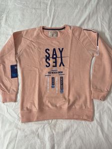 Peach Graphic Print Sweatshirt