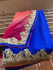 Elegant Blue & Pink Saree