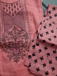 Peach Colour Glace Cotton Suit