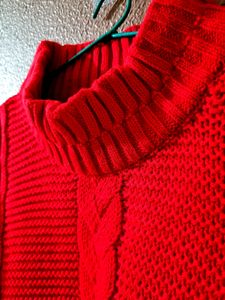 Red High Neck Sweater Korean