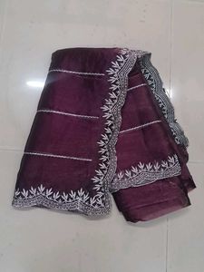 Elegant Purple Embroidered Saree