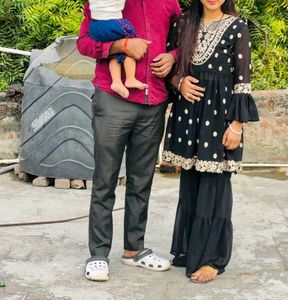 Black Elegent Kurti And Sharara Set