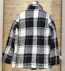 Plaid Wool Blend Coat