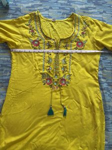 Embroidered Yellow Kurta