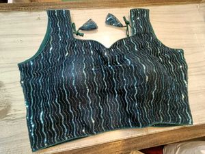 Blue Net &amp; Sequins Blouse