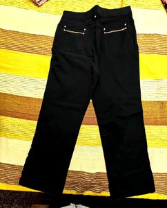 Statement Embroidered Black Trouser Pant