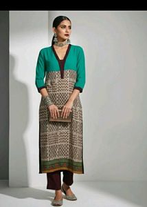 Stylish Libas Green & Brown Kurta