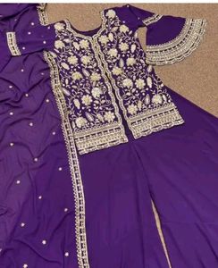 Women Purple Ethnic Kurta Suit Set With Dupatta
