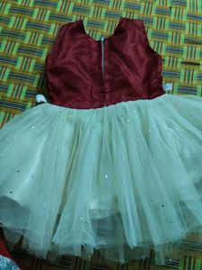 Sparkly Red &amp; White Flower Girl Dress