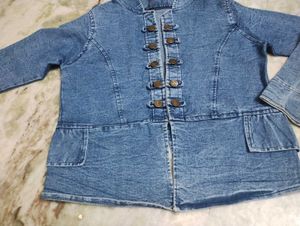 Denim Tunic Top with Button Detail