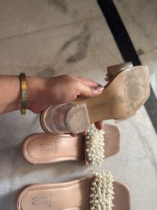 Pearl Embellished Slides  [ only 1 pair]