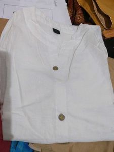 Cotton White Front Slit Kurti