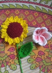 Crochet Sunflower With Lily Hair Clip🌺💗🫶🏻
