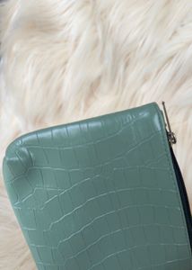 Sage Green Croc-Embossed Pouch