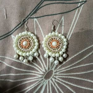 Beaded Pearl Drop Earrings