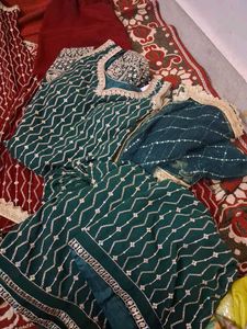 Maroon Embroidered Kurta Sharara Set