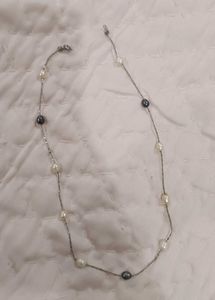 Pearl and Silver Chain Necklace
