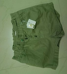 Olive Green Button Shorts