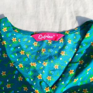 Gufrina Green Floral Printed Midi Dress