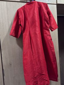 Red top and straight pant