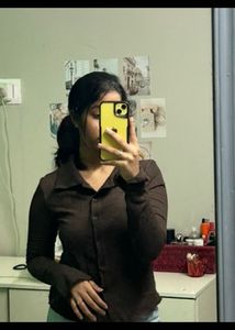 Dark Brown Fitted Shirt From Shein