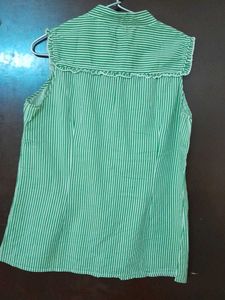 Green Striped Sleeveless Top
