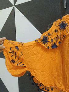 Orange Embroidered Top