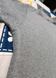 Full Round Neck Grey Ripped Top