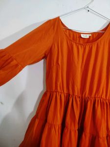Orange Tiered Mini Dress