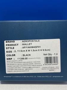 AUTHENTIC AEROPOSTALE BLACK GENUINE LEATHER WALLET