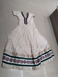 Long Anarkali Type White Kurti