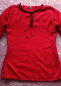 Red Ethnic Tunic Top