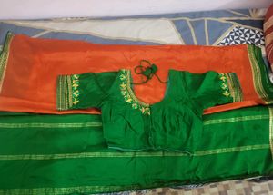 Mysore crepe silk Saree with Embroidered Blouse