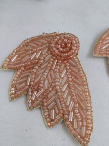 Peach Beaded Leaf Earrings