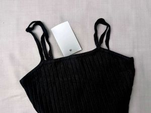 New With Tag H&amp;M Korean Ribbed Black Crop Top