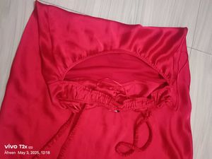 Red Satin Maxi Dress