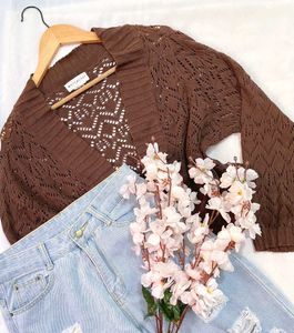 Pinterest Brown Open Cardigan B